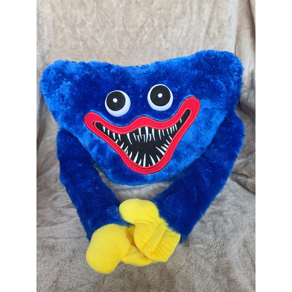 Poppy Playtime Huggy Wuggy Plush Pillow Head Blue Fuzzy Horror Game Decor